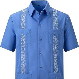 Men's 3XL Guayabera Shirt Short Sleeve Casual
